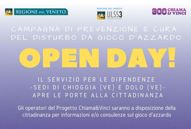 Chiama&Vinci Open Day al Ser.d il 2 dicembre 