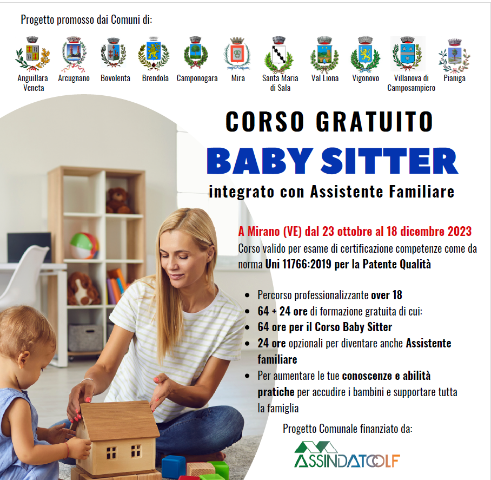 Corso gratuito di baby sitter integrato con assistente familiare