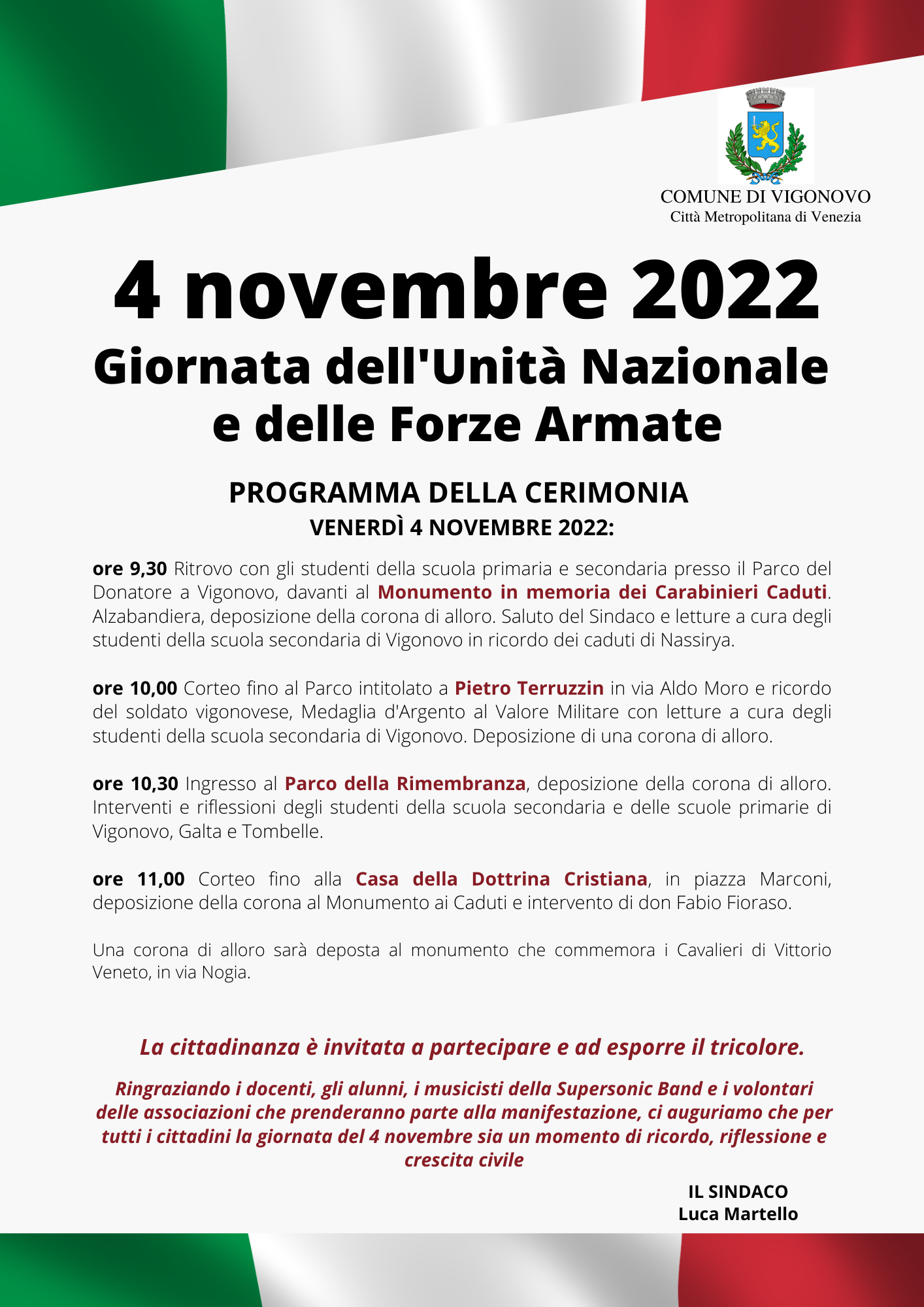 Celebrazioni per il 4 novembre 
