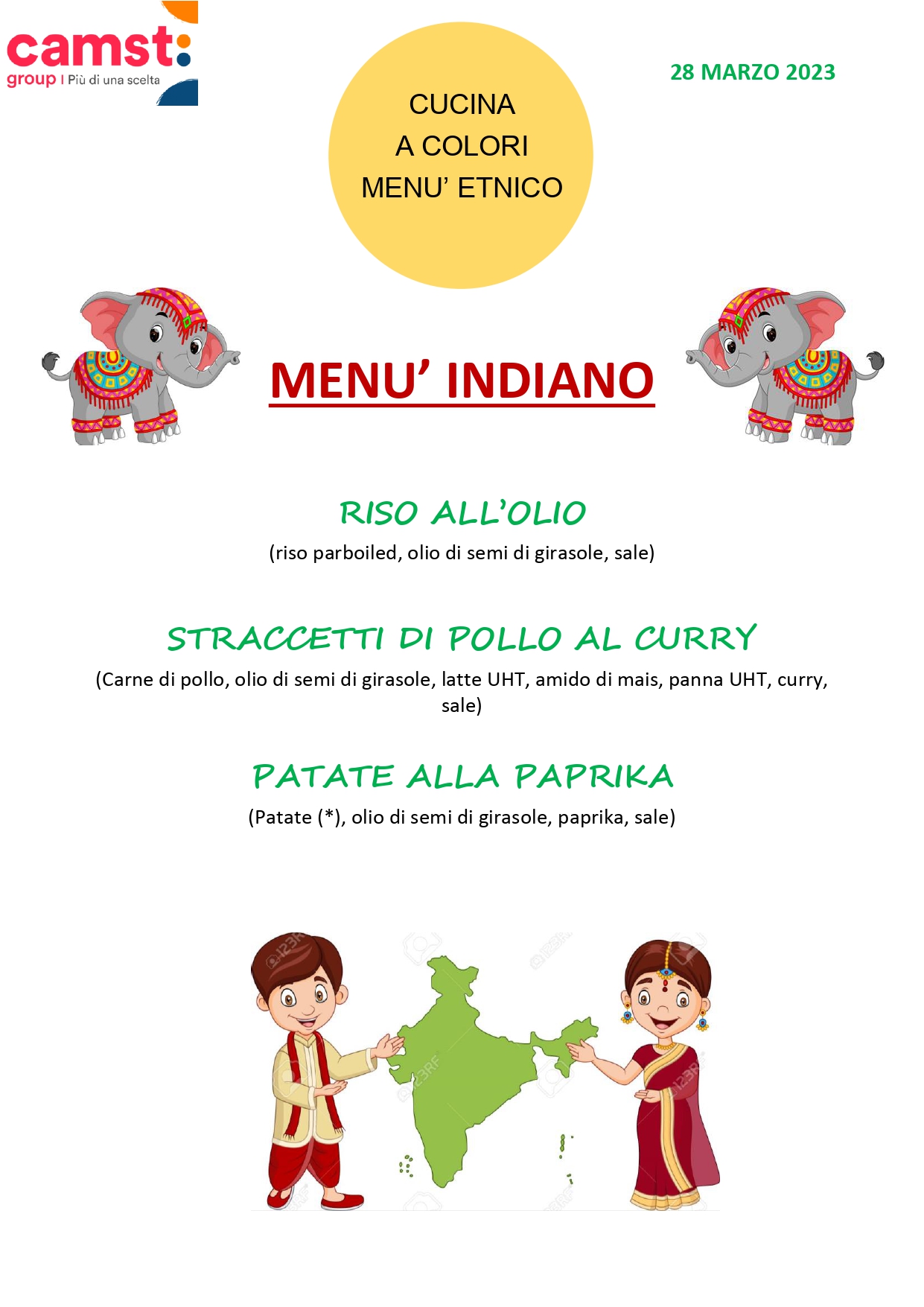 Menù a tema indiano per le mense scolastiche