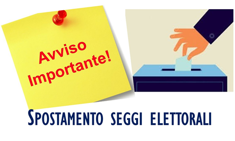 Avviso di trasferimento temporaneo dei seggi elettorali presso le palestre delle rispettive scuole sedi di seggio