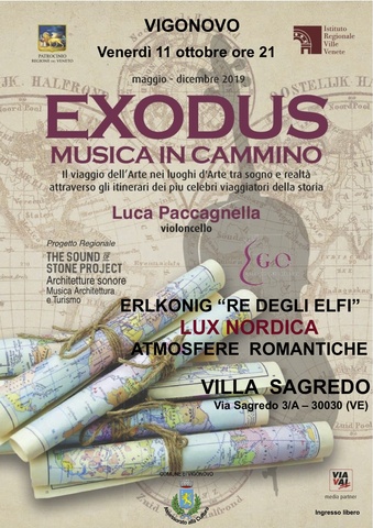 Exodus, Musica in cammino:  Concerto per violoncello con Luca Paccagnella in villa Sagredo
