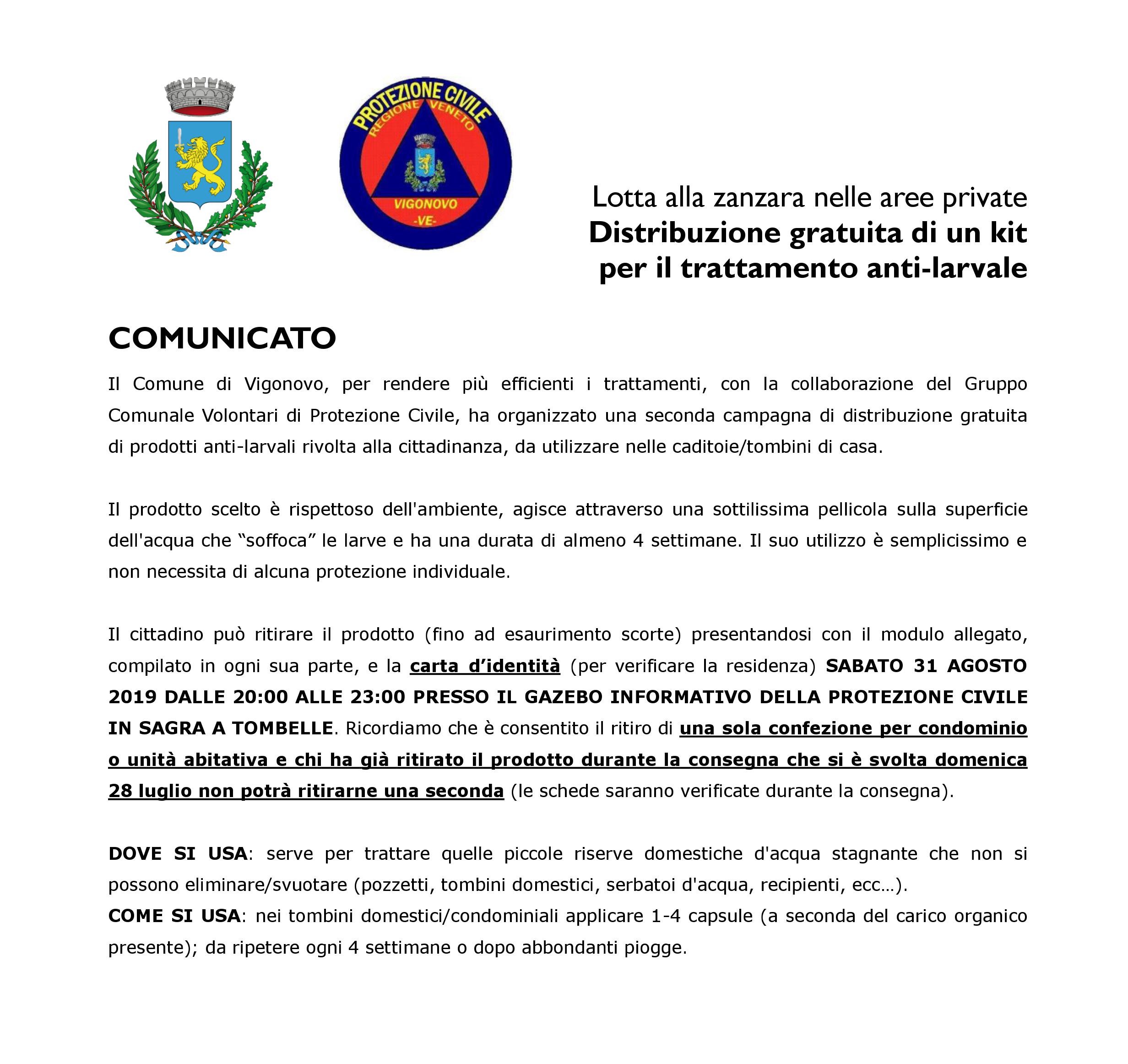 Distribuzione prodotti anti-larvali