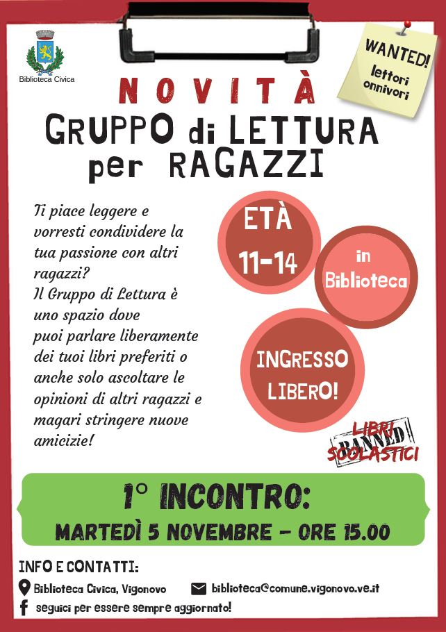 Novità in Biblioteca: Gruppo di Lettura per Ragazzi