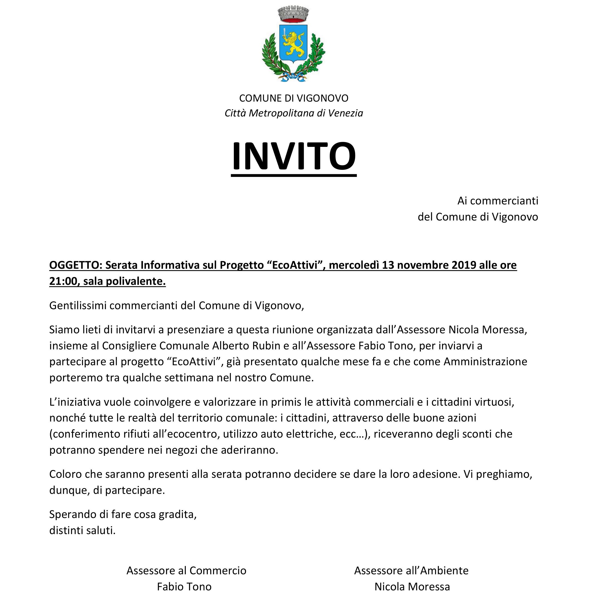 Progetto "Ecoattivi". Incontro di presentazione per i commercianti il 13 novembre.