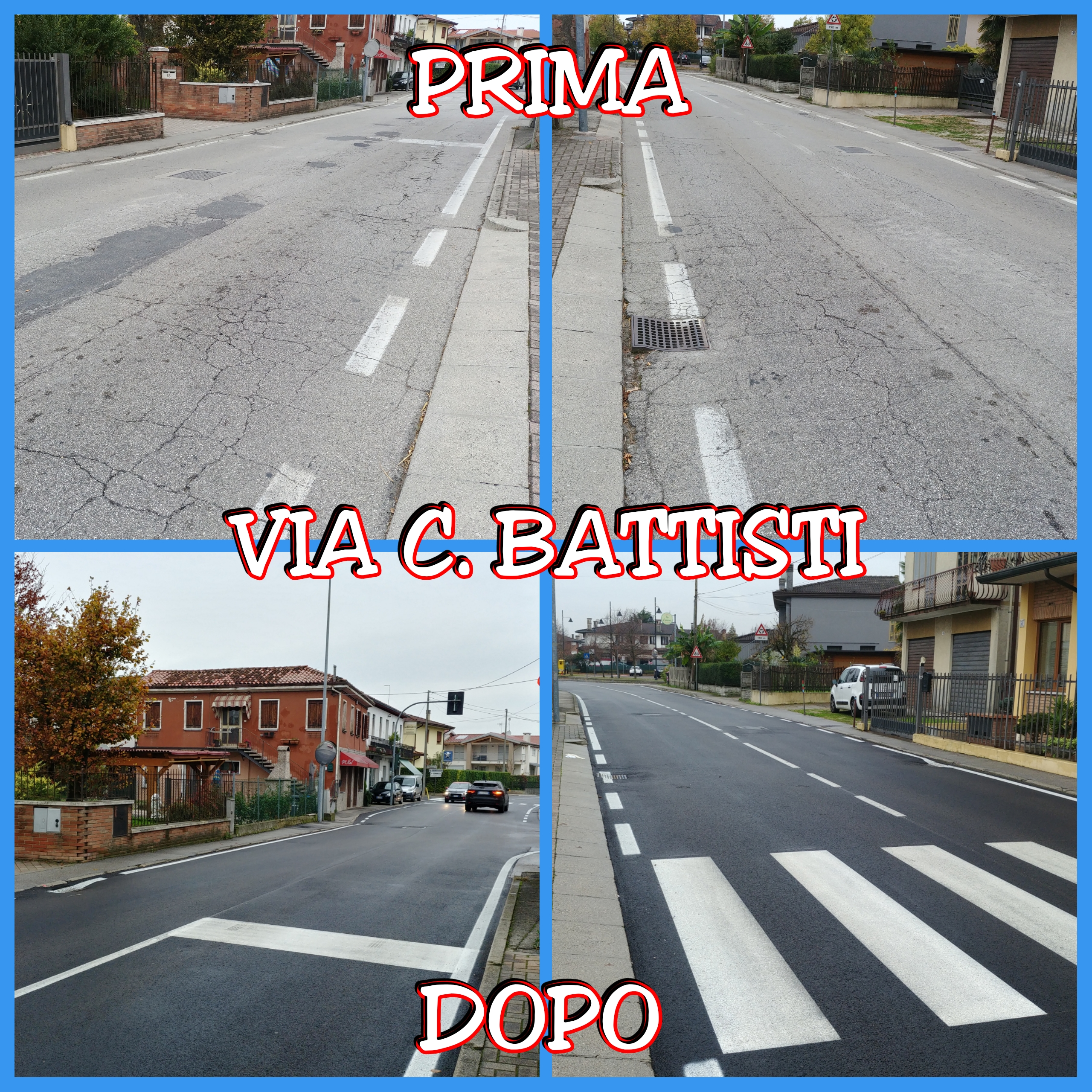 Asfaltatura in via Cesare Battisti