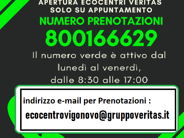 Prenotazione Ecocentro anche tramite e-mail