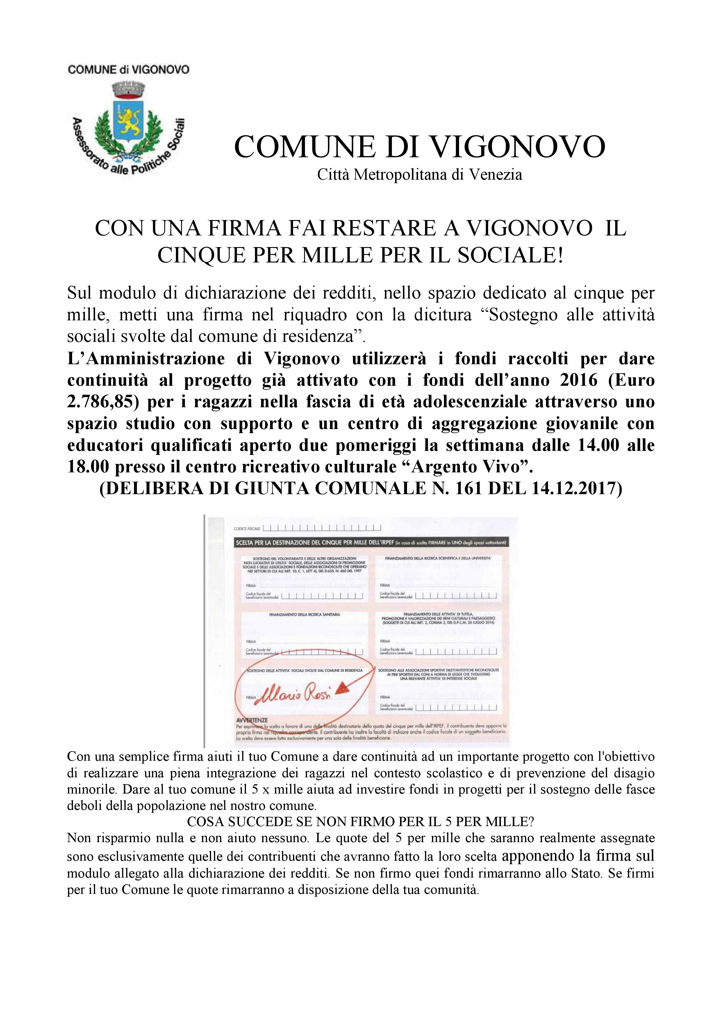 Fai restare a vigonovo il 5x1000!
