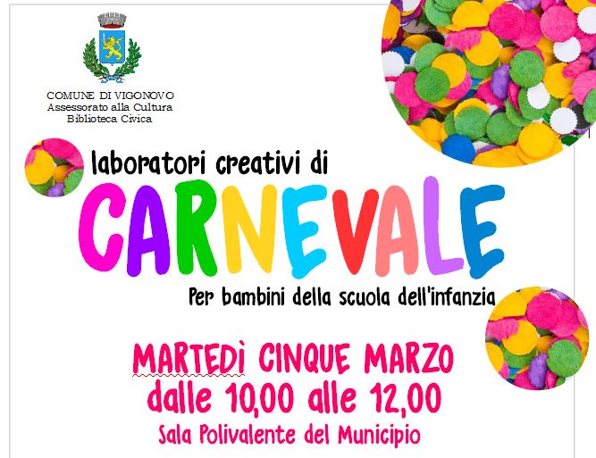 Laboratori creativi di Carnevale 3-5 anni (scuola dell'infanzia)